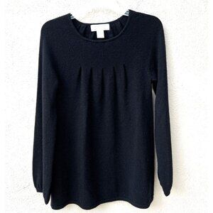 By Artisan Pure Cashmere sz M Black Sweater Gathered Neckline Long Puff Sleeves